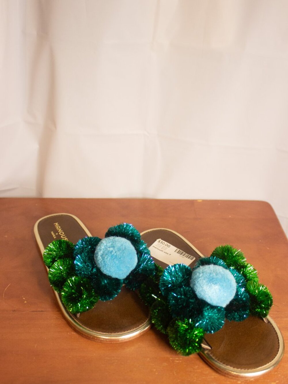 Manoush by Nahua Pom-Pom Sandals — Size 37 / US 7 — Wild, Colorful, Unique